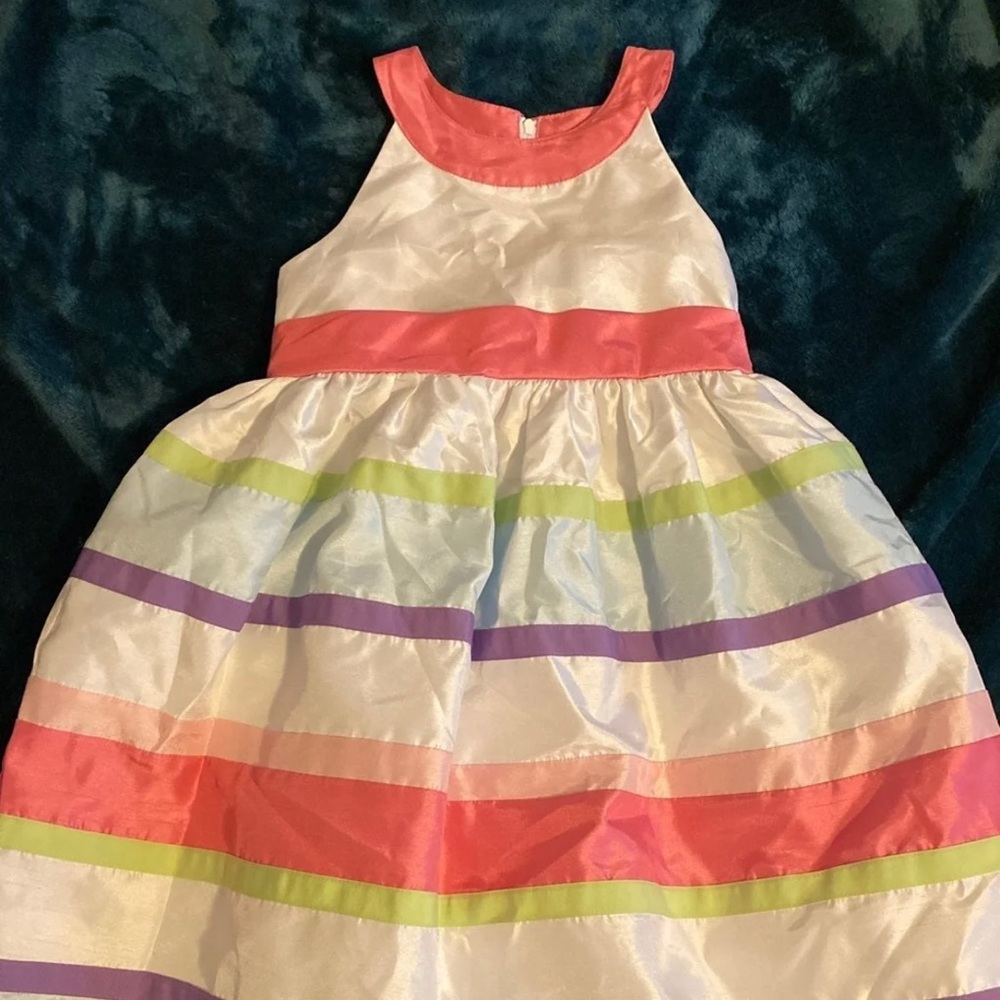 Girls multicolored stripe holiday dress 7